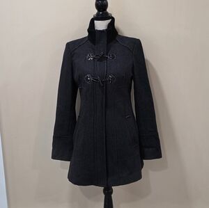 Guess Charcoal Wool Blend Toggle Pea Coat